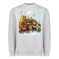 Heather Grey christmas santa and friends train Heavyweight Sweatshirt - Zillion Design Studio