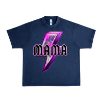 Navy mama neon leopard lightning bolt Urban Heavy Tee - texasbilliewilder