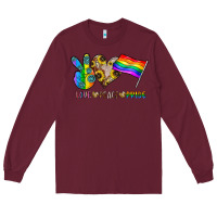 Burgundy peace love pride Long Sleeve Tee - CowhideDigitalArt
