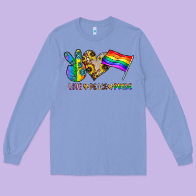 Peace Love Pride Long Sleeve Tee Designed By Cowhidedigitalart