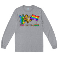 Heather Grey peace love pride Long Sleeve Tee - CowhideDigitalArt