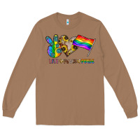 Toasted Coconut peace love pride Long Sleeve Tee - CowhideDigitalArt