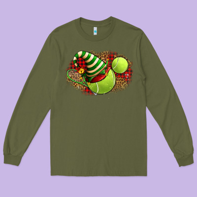 Tennis Christmas With Racket And Hat Long Sleeve Tee Designed By Fadigitalartstudio