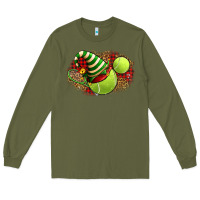 Army Green Tennis Christmas With Racket And Hat Long Sleeve Tee - FaDigitalArtStudio