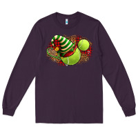 Plum Tennis Christmas With Racket And Hat Long Sleeve Tee - FaDigitalArtStudio