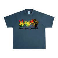 Midnight Navy peace love juneteenth Urban Heavy Tee - BarkalooDesign