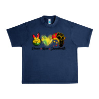 Navy peace love juneteenth Urban Heavy Tee - BarkalooDesign