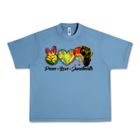 Pebble Blue peace love juneteenth Urban Heavy Tee - BarkalooDesign