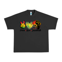 Pigment Black peace love juneteenth Urban Heavy Tee - BarkalooDesign
