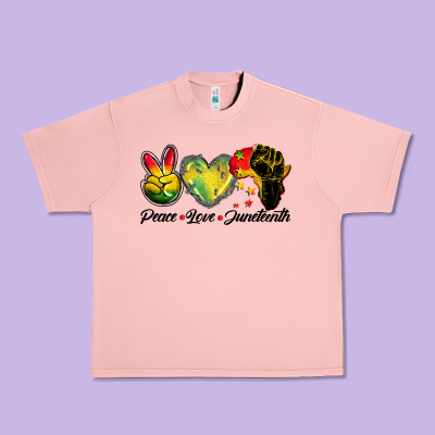 Peace Love Juneteenth Urban Heavy Tee Designed By Barkaloodesign