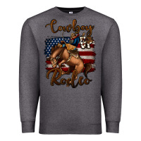 Charcoal Heather Cowboy Up Rodeo Bucking Bronco Premium Sweatshirt - Jasminsmagicworld