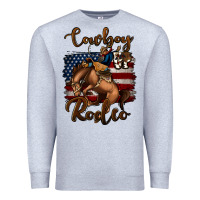 Heather Grey Cowboy Up Rodeo Bucking Bronco Premium Sweatshirt - Jasminsmagicworld