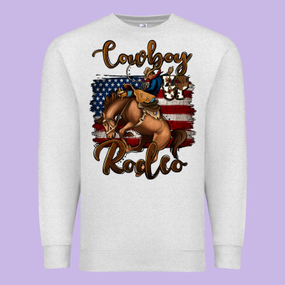 Cowboy Up Rodeo Bucking Bronco Premium Sweatshirt Designed By Jasminsmagicworld