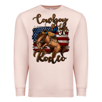 Pale Pink Cowboy Up Rodeo Bucking Bronco Premium Sweatshirt - Jasminsmagicworld