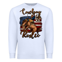 White Cowboy Up Rodeo Bucking Bronco Premium Sweatshirt - Jasminsmagicworld