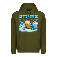 Army Green winter vibes Premium Hoodie - MaliasSmallBusiness