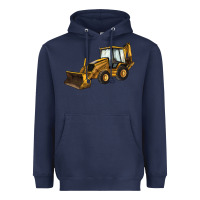 Navy Backhoe Loader Truck Heavyweight Hoodie - LillyAllenDesigns