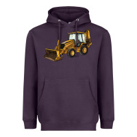 Plum Backhoe Loader Truck Heavyweight Hoodie - LillyAllenDesigns