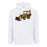 White Backhoe Loader Truck Heavyweight Hoodie - LillyAllenDesigns