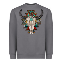Storm western aztec bull skull with gemstone Heavyweight Sweatshirt - texasbilliewilder