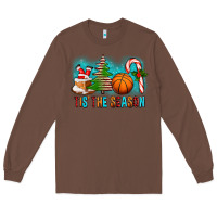 Chestnut Tis The Season Christmas With Basketball And Candy Cane Long Sleeve Tee - FaDigitalArtStudio