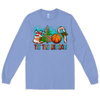 Colony Blue Tis The Season Christmas With Basketball And Candy Cane Long Sleeve Tee - FaDigitalArtStudio