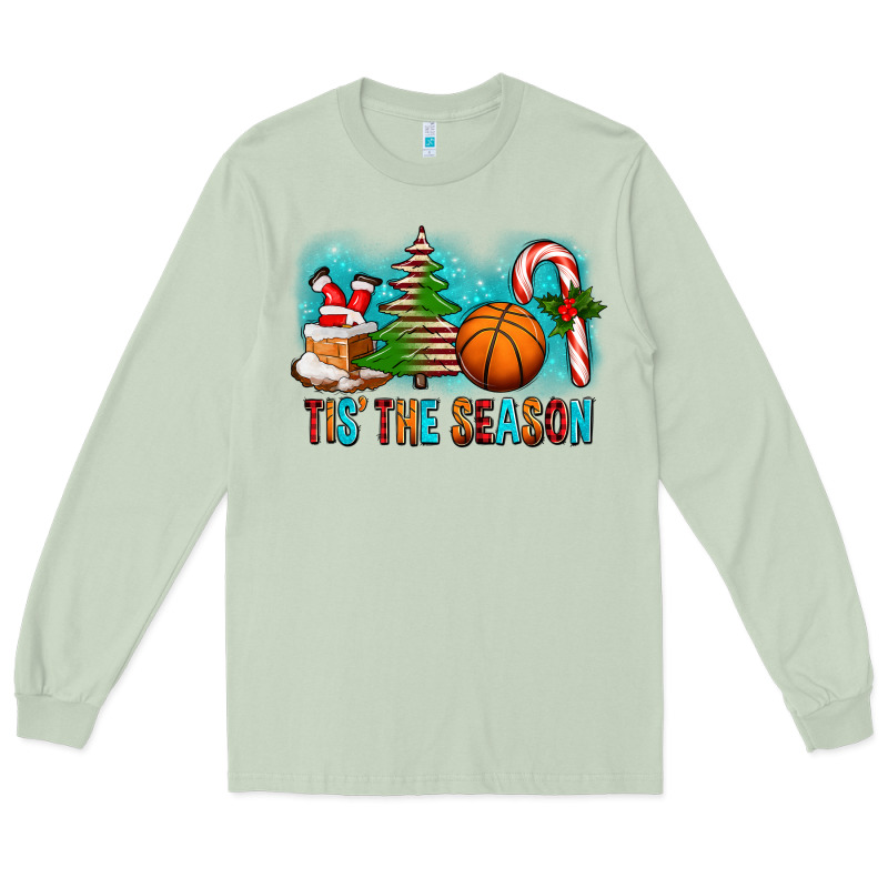 Tis The Season Christmas With Basketball And Candy Cane Long Sleeve Tee by FaDigitalArtStudio | Teevron