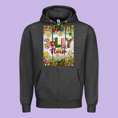 Christmas Jolly Nurse Zipper Hoodie Designed By Artiststas