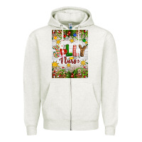 Oatmeal Heather Christmas Jolly Nurse Zipper Hoodie - Artiststas