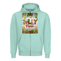 Seafoam Christmas Jolly Nurse Zipper Hoodie - Artiststas
