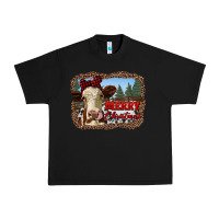 Black merry christmas heifer cow with farm Urban Heavy Tee - RanaPortraitStore
