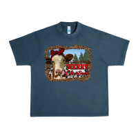 Midnight Navy merry christmas heifer cow with farm Urban Heavy Tee - RanaPortraitStore