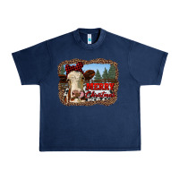 Navy merry christmas heifer cow with farm Urban Heavy Tee - RanaPortraitStore