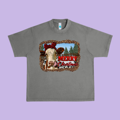 Merry Christmas Heifer Cow With Farm Urban Heavy Tee Designed By Ranaportraitstore