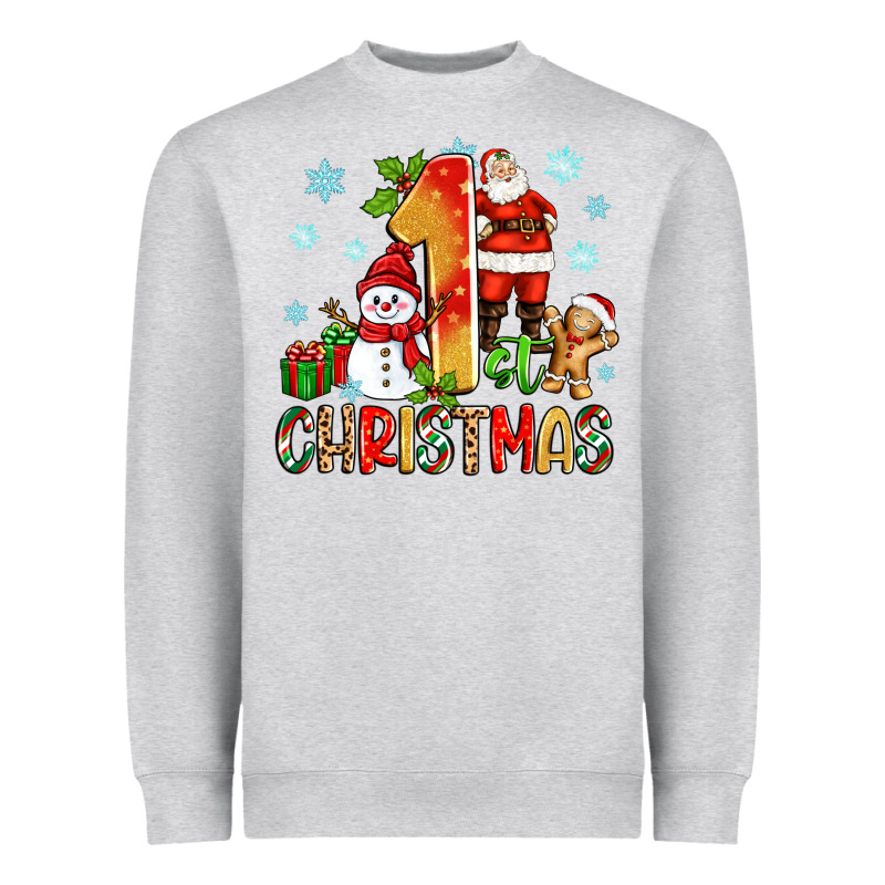 1st Christmas Santa And Snowman Heavyweight Sweatshirt by Zillion Design Studio | Teevron