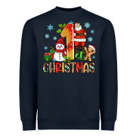 Navy 1st christmas santa and snowman Heavyweight Sweatshirt - Zillion Design Studio