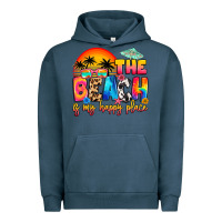 Pigment Midnight Navy the beach is my happy place Urban Hoodie - Artiststas