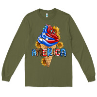 Army Green ice cream america Long Sleeve Tee - AdoDesignShop