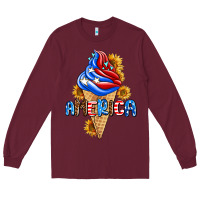 Burgundy ice cream america Long Sleeve Tee - AdoDesignShop