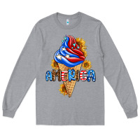 Heather Grey ice cream america Long Sleeve Tee - AdoDesignShop