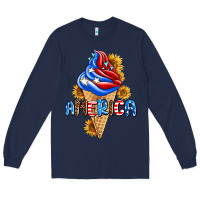 Navy ice cream america Long Sleeve Tee - AdoDesignShop