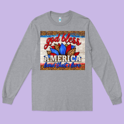 God Bless America Land That I Love Long Sleeve Tee Designed By Hra Design Shop