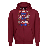 Burgundy bold stripes bright stars brave hearts Zipper Hoodie - JahusDesignShop
