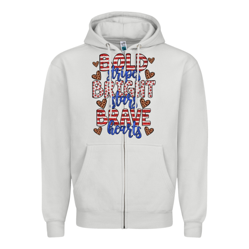 Bold Stripes Bright Stars Brave Hearts Zipper Hoodie by JahusDesignShop | Teevron