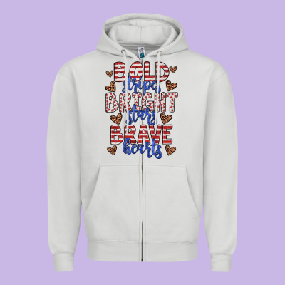 Bold Stripes Bright Stars Brave Hearts Zipper Hoodie Designed By Jahusdesignshop
