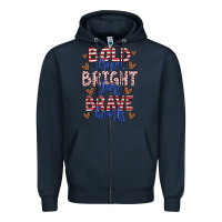 Navy bold stripes bright stars brave hearts Zipper Hoodie - JahusDesignShop