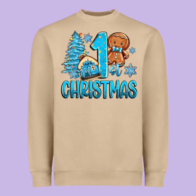 1st Christmas Gingerbread Boy Heavyweight Sweatshirt Designed By Zillion Design Studio