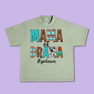 Mama Of Drama Girl Mom Urban Heavy Tee Designed By Texasbilliewilder