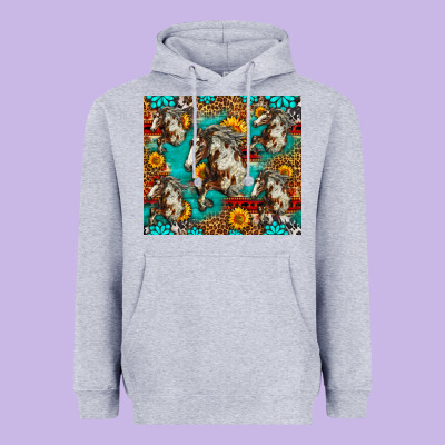 Mustang Horse Western Heavyweight Hoodie Designed By Lillyallendesigns