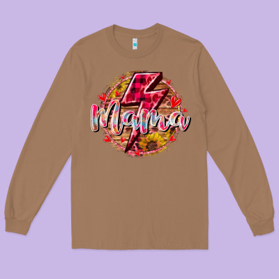 Mama Lighting Bolt Long Sleeve Tee Designed By Racoondesign